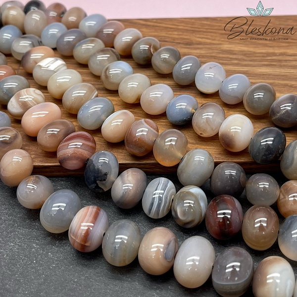 Агат серый №1 галтовка 12*16 мм 