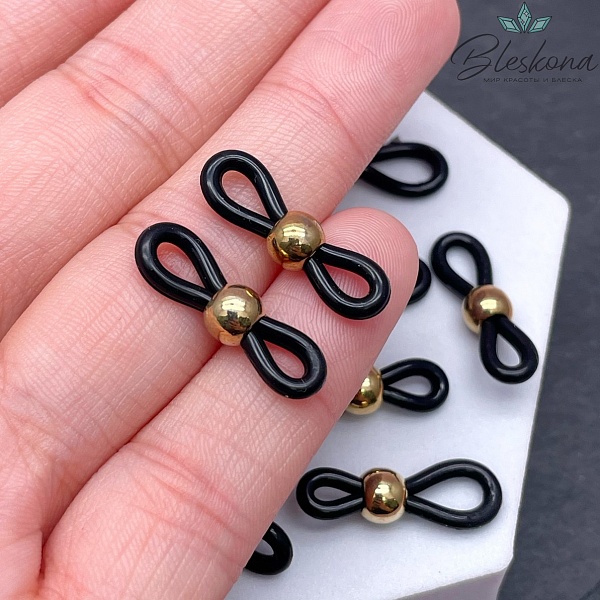 Держатель черный силикон с шариком, цвет золото 19мм уп.10шт