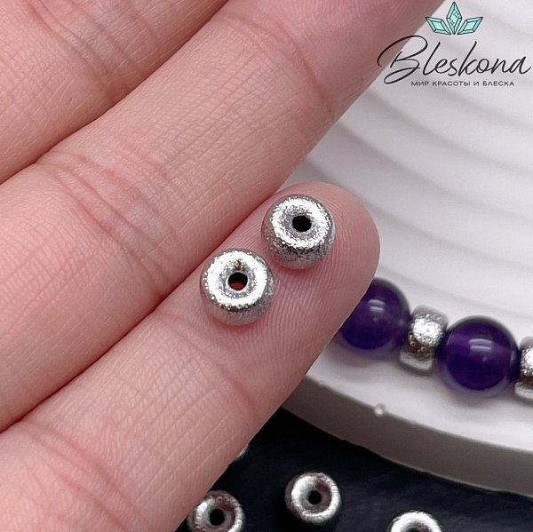 6*3,5 мм Цвет серебро, Бусина-разделитель фактурная