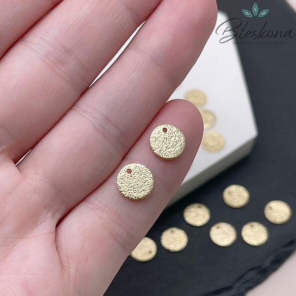 8 мм Цвет золото, Подвеска круг фактурный
