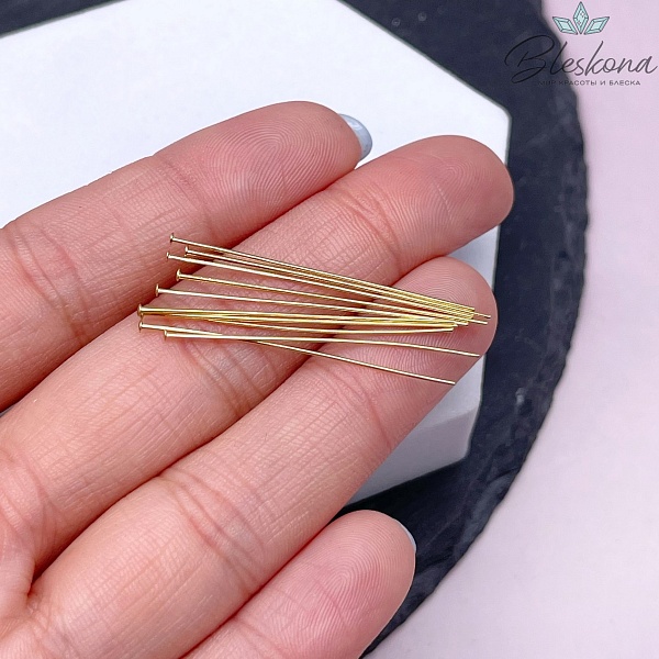 3,5 см*0,5 мм Цвет золото, Пины шляпка мягкие уп. 10 шт. 