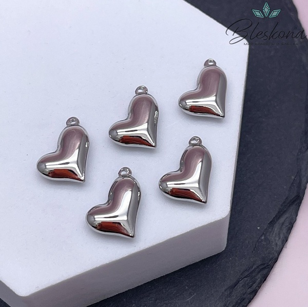 14,5*15,7 мм Цвет серебро, Подвеска Сердце неровное