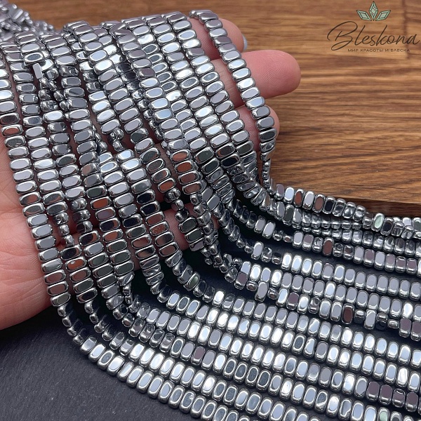 6*3 мм Гематин плоский прямоугольник, темное серебро, имитация