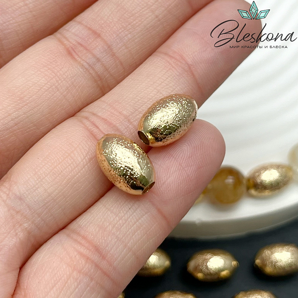 12*8 мм Цвет золото, Бусина-разделитель рис фактурный