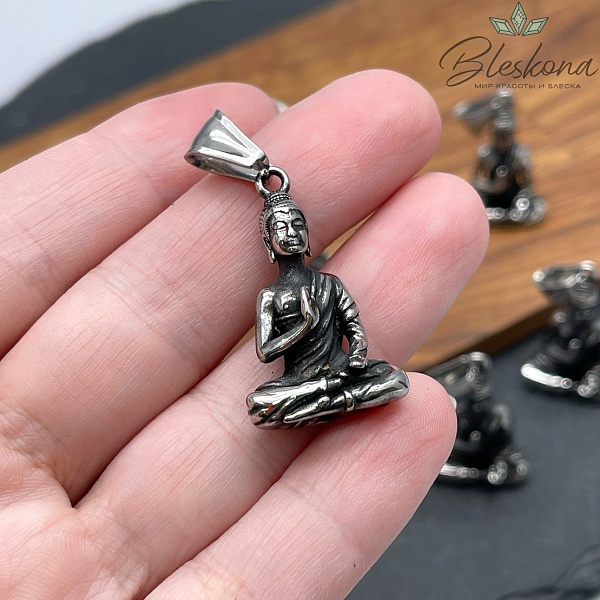 30,5*18 мм Цвет серебро, Подвеска Будда сталь