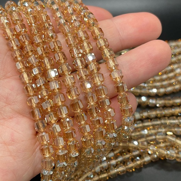 5*5,3 мм Стекло Lux, многогранник, цвет персиковый