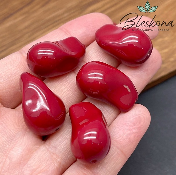 15*25 мм, Жемчуг Майорка цвет красный №1 (штучно)