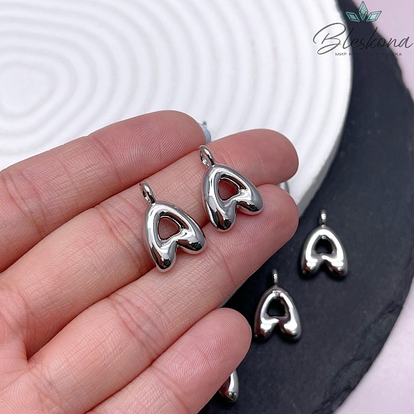 18 мм, Цвет серебро, Буква объемная А