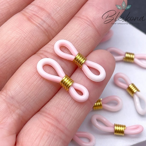 Держатель силиконовый бело-розовый градиент, Цвет золото 19 мм уп 10 шт.