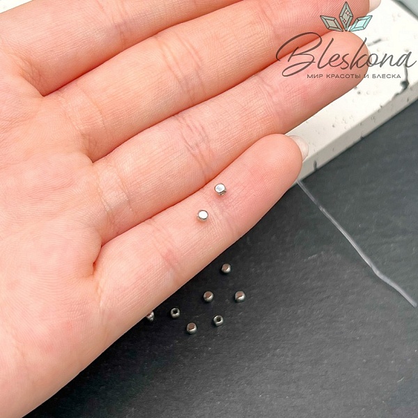 2мм Цвет серебро, Бусина - разделитель квадрат уп.10шт 