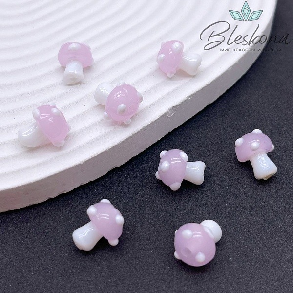 12*10 мм Бусина гриб розовый