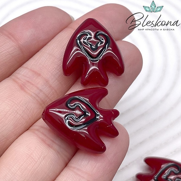 19,5*22 мм Бусина Рыбка бордовая