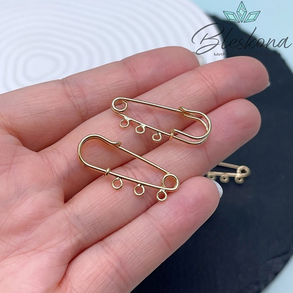 3 см, Цвет золото, Основа булавка 3 кольца