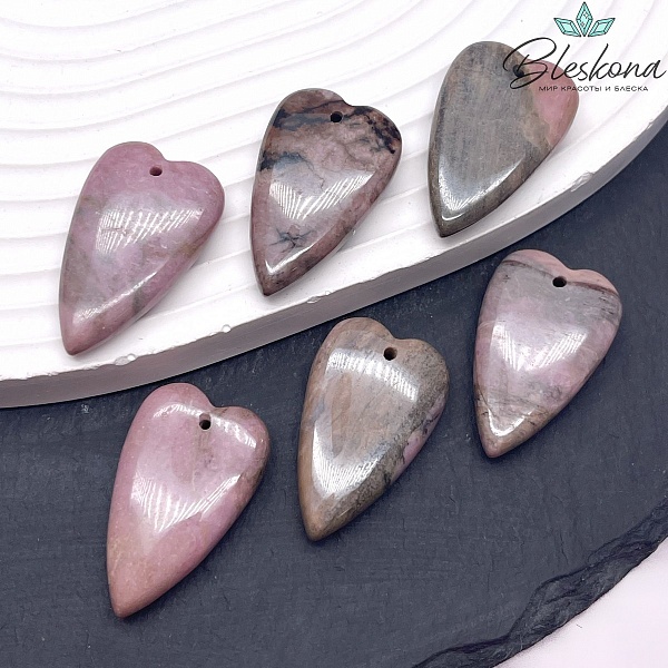 18*29 мм Подвеска Сердце Родонит