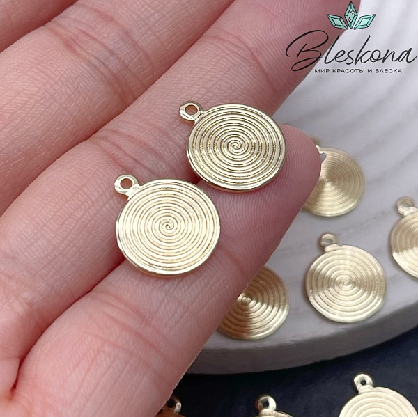 15*13 мм Цвет золото, Подвеска круг спираль 