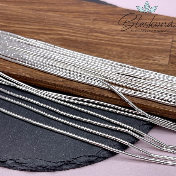 8*2 мм Гематин трубочки, цвет светлое серебро, имитация УЦЕНКА