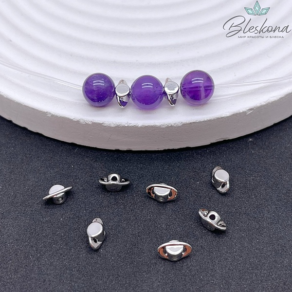 7,5*3,5 мм Цвет серебро, Бусина Планета