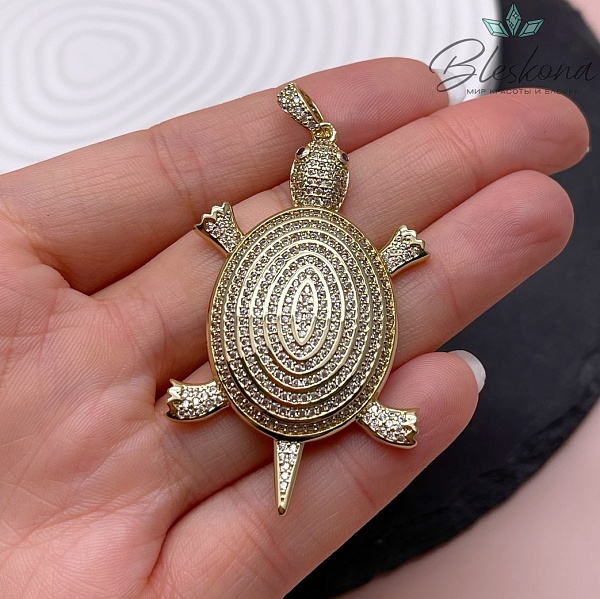 54*31 мм Цвет золото, Подвеска черепаха с цирконами