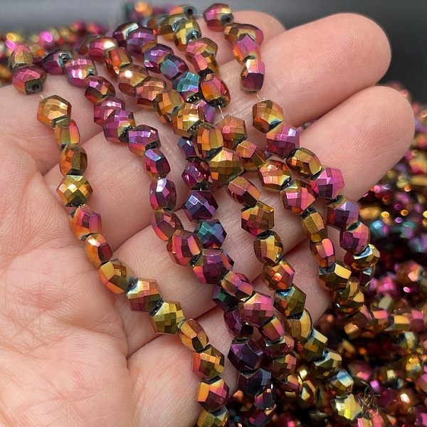 5*6 мм Стекло Lux, шестиугольник, цвет бордо хамелеон 