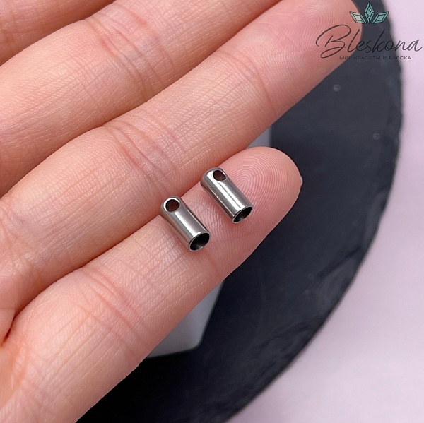 8*3,7 мм, Цвет серебро, Зажим-Концевик для шнура сет 2 шт  