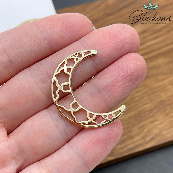 30*23 мм Цвет золото, Подвеска Полумесяц с тюльпанами Этно