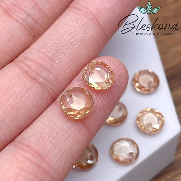 8 мм, Подвеска Циркон круг шампань (кубический цирконий, фианит) 