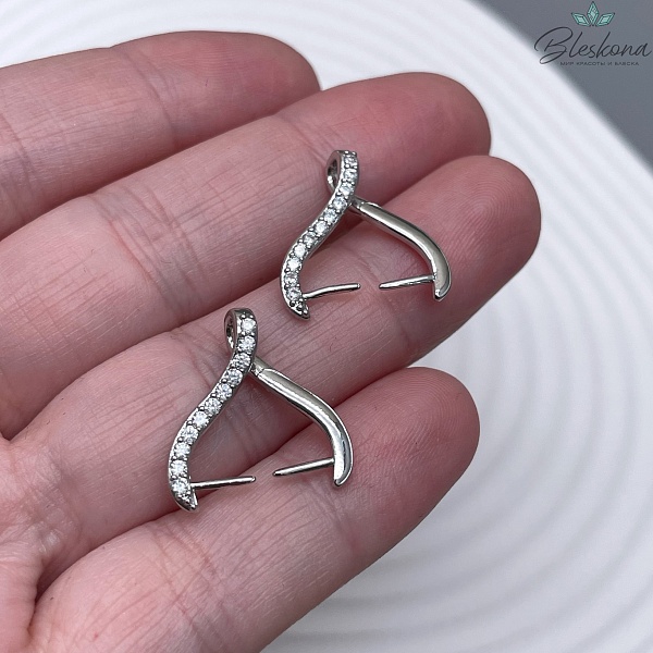 18,5*16,5 мм Цвет серебро, Бейл Зажимной цирконы