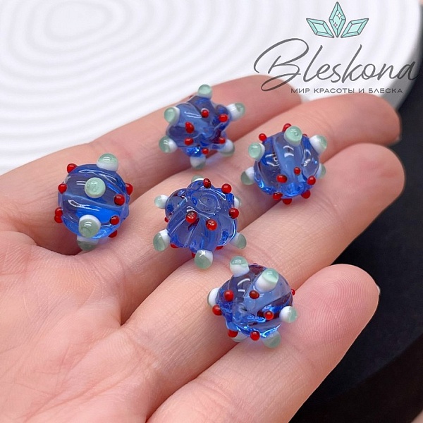 11*14 мм Бусина шар синий пупырчатый