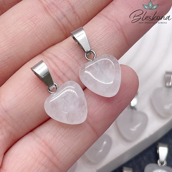 12 мм Цвет серебро, Подвеска Сердце Горный хрусталь