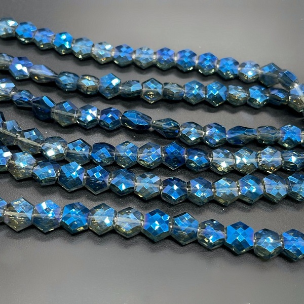 7*6 мм Стекло Lux, шестиугольник, цвет синий