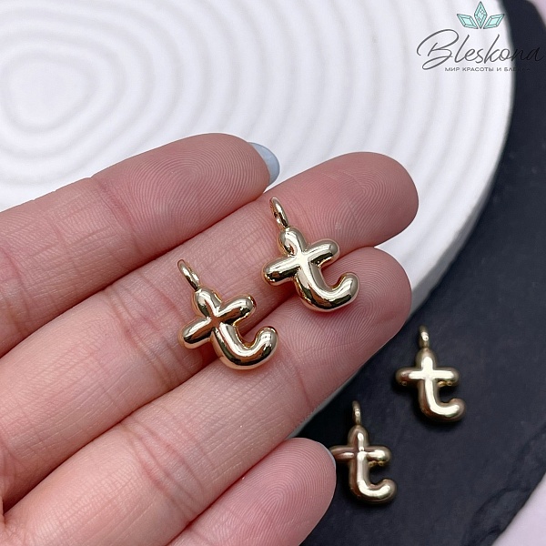 18 мм, Цвет золото, Буква объемная T