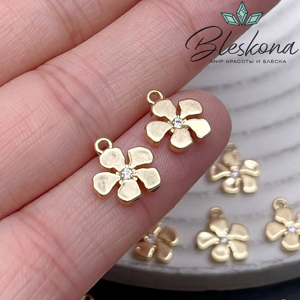 10,5*9,8 мм Цвет золото, Подвеска цветок циркон