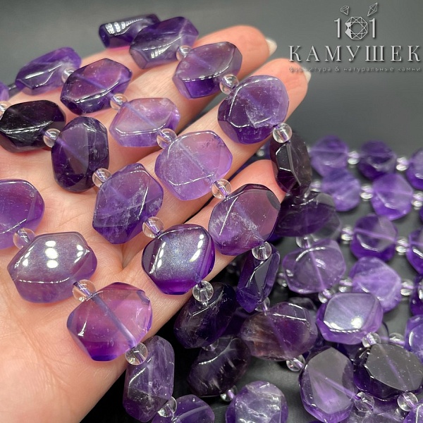 Аметист фриформ плоский огранка №8 (16-17)*(12,5-13) мм
