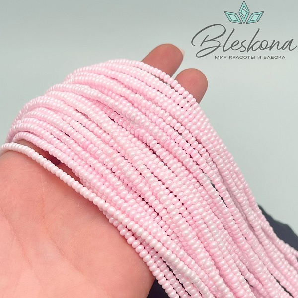 3*2 мм Бусины стекло рондель перламутрово- розовые