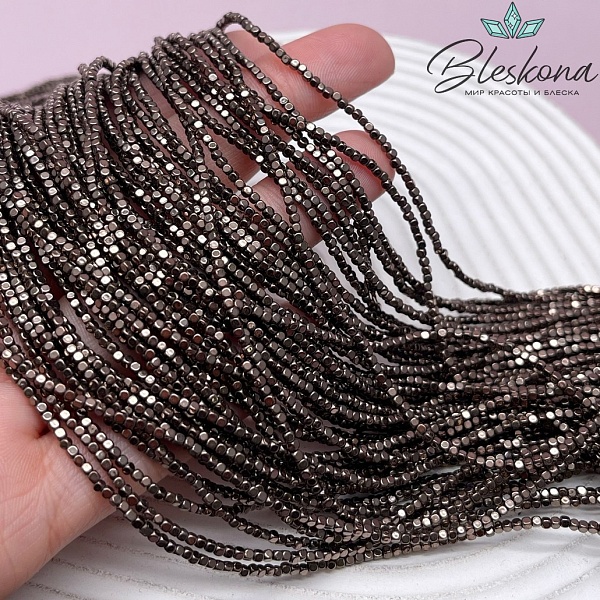 1,5 мм Гематин, куб округленные стороны, коричневый №1 (шоколадный) имитация 