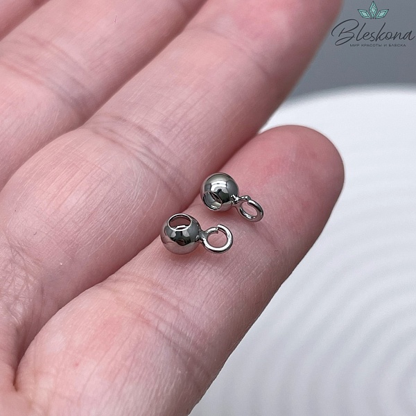 7*3,3 мм Цвет серебро, Бейл-бусина гладкая разъмное кольцо