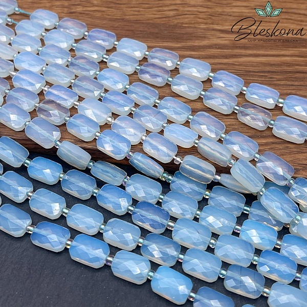 Лунный камень плоский прямоугольник огранка (имитация) 12*8 мм