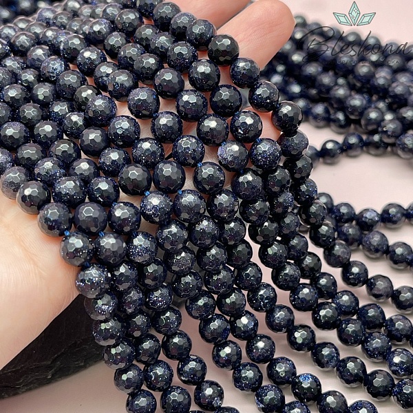 Авантюрин синий огранка (имитация) 8 мм 