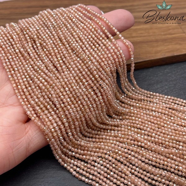 Циркон огранка персиковый 2 мм (кубический цирконий, фианит) 