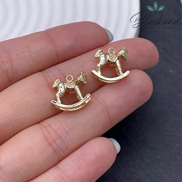 13*14 мм Цвет золото, Подвеска Лошадка-качалка