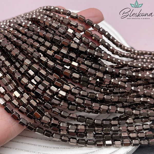 6*4 мм Гематин призма, цвет коричневый №1 (шоколадный), имитация