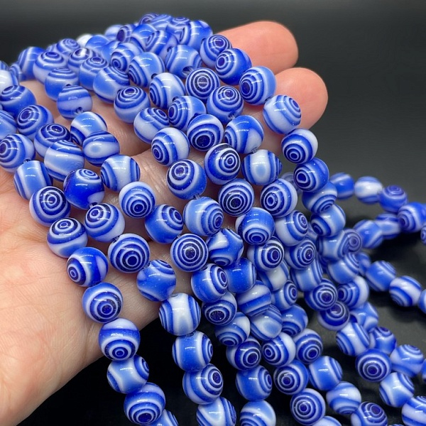 Муранское стекло синее спираль 8мм