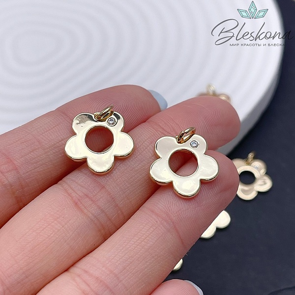 15,5 мм Цвет золото, Подвеска Цветок с цирконом