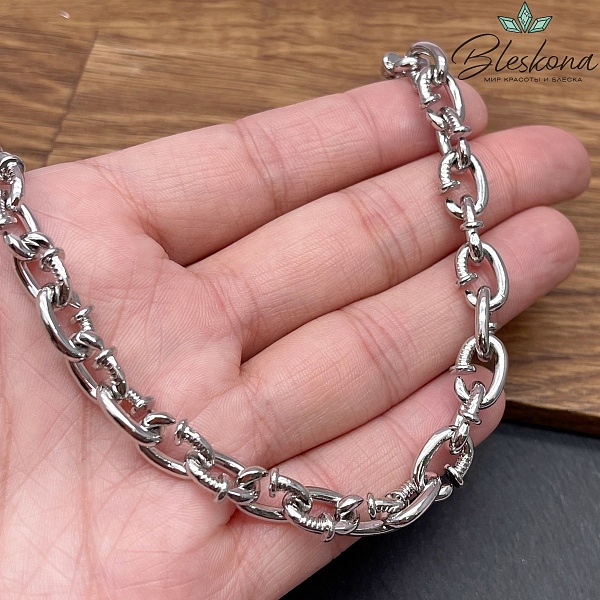 Цепь №160-3 цвет серебро 12*9 мм