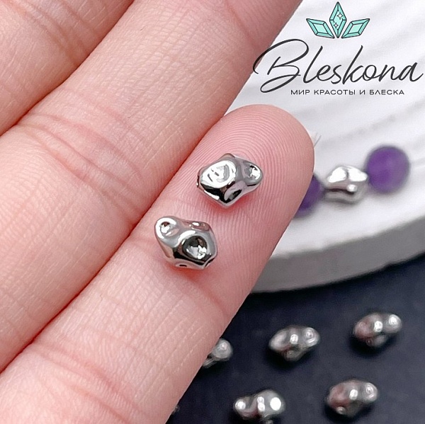 6*5 мм Цвет серебро, Бусина фактурная фриформ