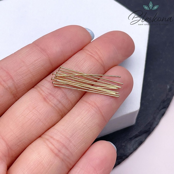 2,5 см*0,5 мм Цвет золото, Пины шляпка мягкие уп. 10 шт. 