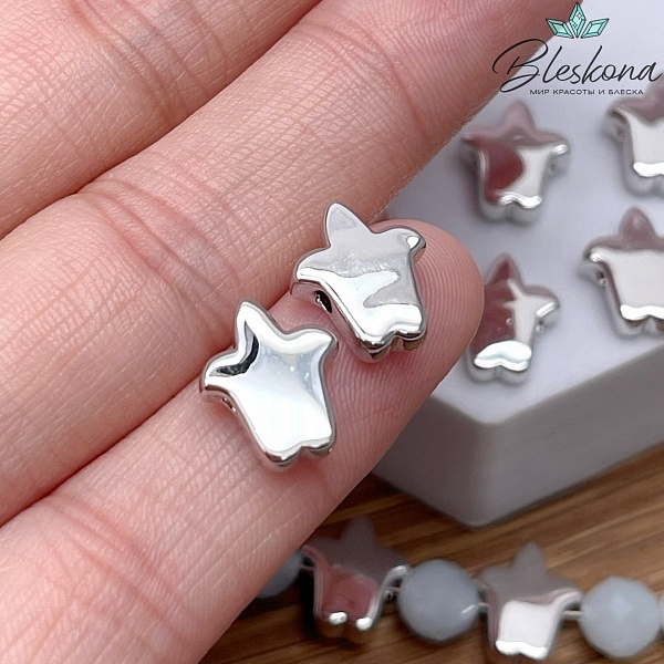 12*10 мм Цвет серебро, Бусина тюльпан Этно 