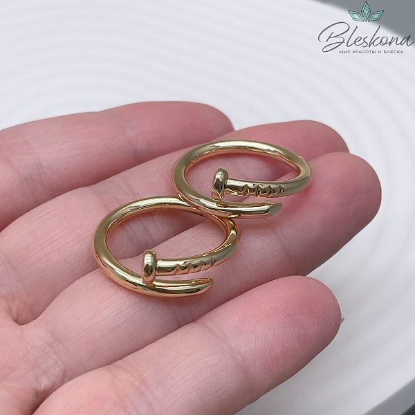 21,5мм, Цвет золото, Кольцо безразмерное Гвоздь Люкс 