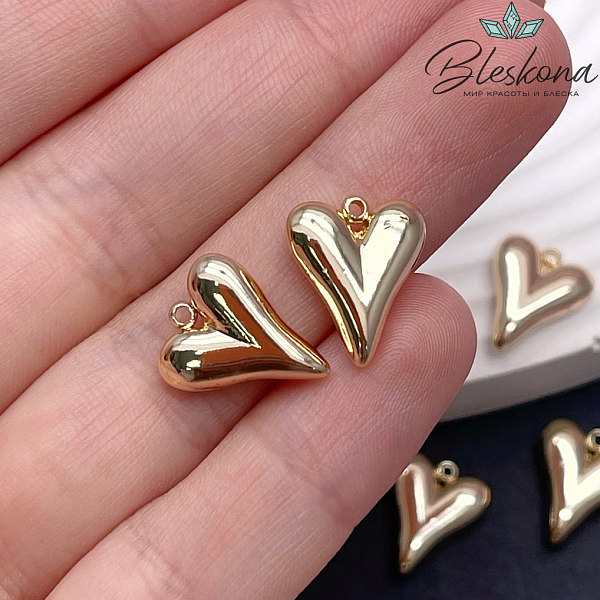 14,8*12,2 мм Цвет золото, Подвеска сердце объемное