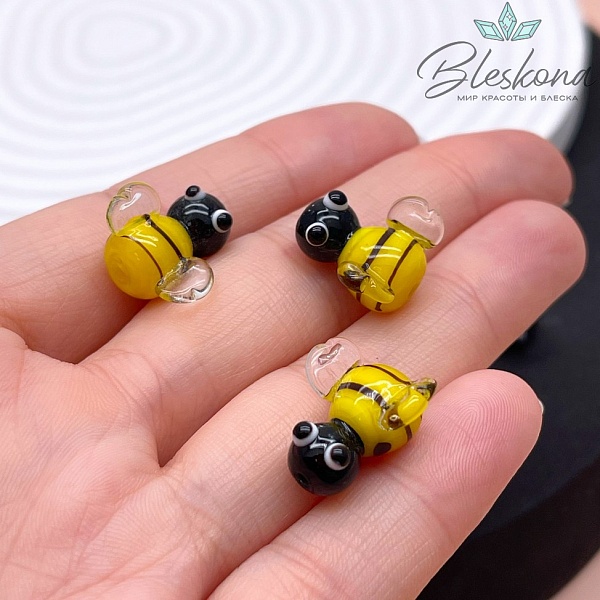 10*9 мм Бусина пчелка желтая
